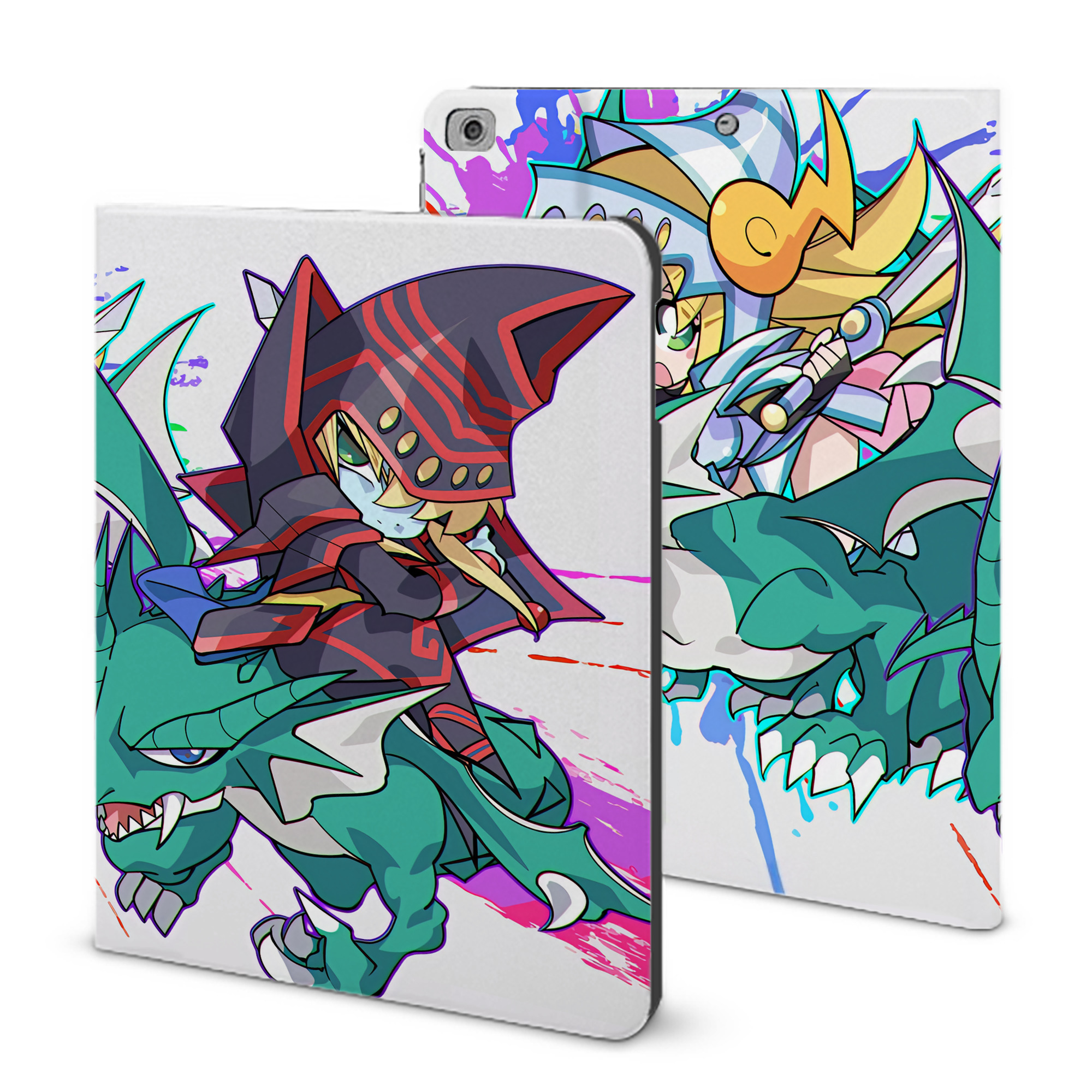 （画像用） 遊☆戯☆王 Yu-Gi-Oh! IPad ケース ブック型 PUレザー TPU 耐衝撃 軽量 薄型 ペン収納なし 全面保護 IPad 各モデル対応